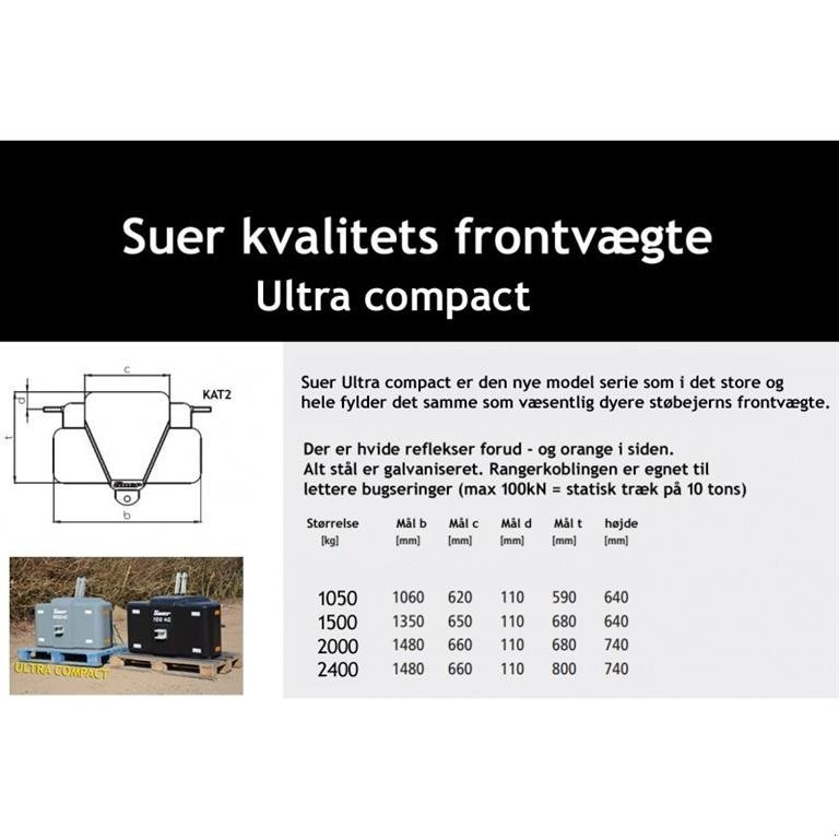 Frontgewicht типа Suer 2000 kg ultra kompakt - www.suer.dk  GRATIS LEVERING, Gebrauchtmaschine в Tønder (Фотография 2)
